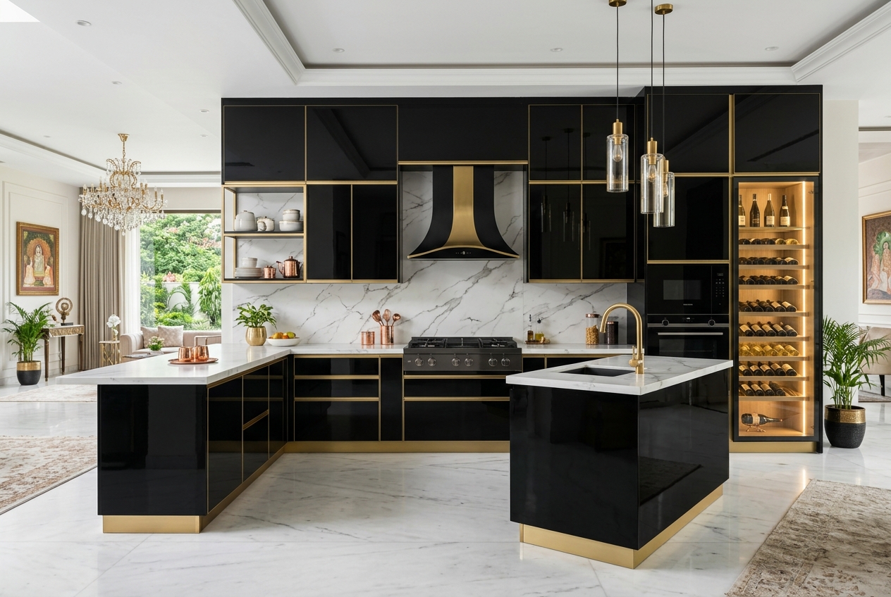 Luxury Black & Gold Kitchen