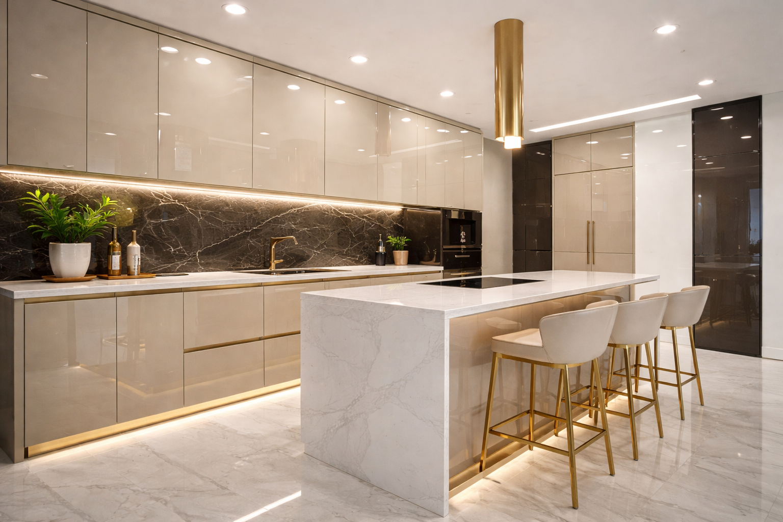 Ultra High-Gloss Acrylic Modular Kitchen